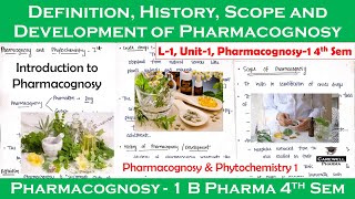 Definition History Scope and Development of Pharmacognosy  L1 Unit1  pharmacognosy 4th semester [upl. by Rojam]