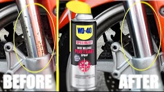 clean rusty fork shocks WD40 method [upl. by Weidman]