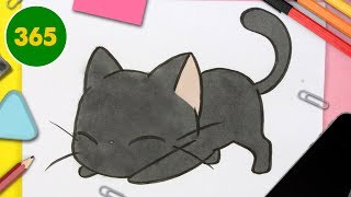 HOW TO DRAW A CUTE black cat KAWAII  special halloween [upl. by Doersten648]