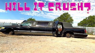 Will It Crush Junkyard Limousine VS The Green Machine [upl. by Anthia]