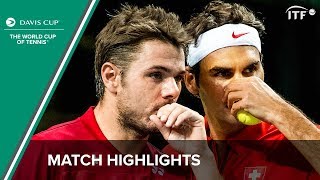 FedererWawrinka Switzerland vs BenneteauGasquet France Highlights  Davis Cup  ITF [upl. by Anilys618]