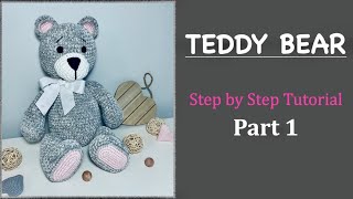 TEDDY BEAR Crochet toy DIYPart 1 Amigurumi Detailed TUTORIAL Teddy Bear [upl. by Ellertnom]