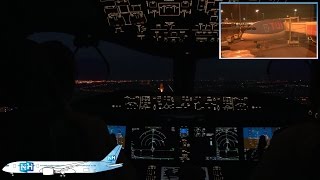 TUIfly Boeing 787 Dreamliner COCKPIT VIEW from Palma to Amsterdam NIGHT APPROACH at Schiphol [upl. by Auqinimod890]