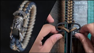 How to make Sanctified Knot Paracord Bracelet with Bead and Shackle Buckle Bracelet By ThreeBrclt [upl. by Eelyam]