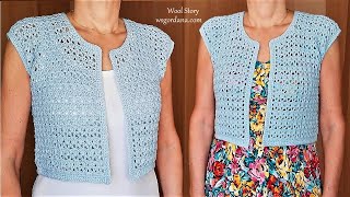 Crochet Simple Summer Bolero Tutorial  Heklani bolero [upl. by Eidissac]