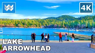 4K Lake Arrowhead Village California USA  Scenic Nature Walking Tour 🎧 Binaural Sound [upl. by Bancroft]