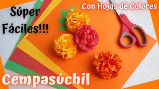 🌼✂Flor quotCempasúchilquot de Papel con quotHojas de Coloresquot FLORES de PAPEL fáciles DIY Marigold [upl. by Lattimer225]