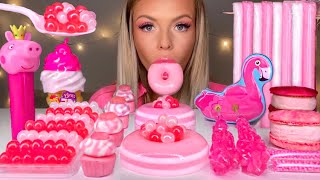 ASMR PINK FOOD PEPPA PIG GOT MILK ICE CREAM JELLY DONUT MACARONS POPPING BOBA JELLY MUKBANG 먹방 [upl. by Rita262]