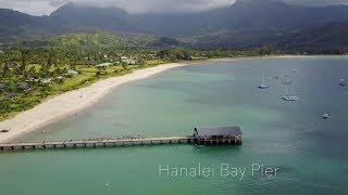 Hanalei Bay Kauai  4K HD Aerial  BEAUTIFUL [upl. by Leirum]