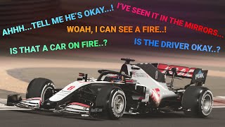 Drivers’ Radio Reaction to Grosjeans Crash  F1 2020 Bahrain Grand Prix [upl. by Aneeuqahs]