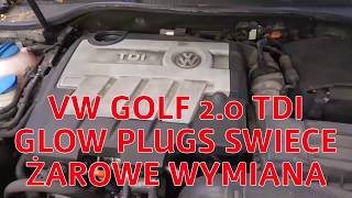 Vw GOLF 16tdi 20 TDI GLOW PLUGS SWIECE ŻAROWE WYMIANA [upl. by Ayana]