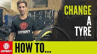 How To Change An MTB Tyre  Mountain Bike Maintenance [upl. by Enalb]