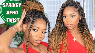 NEW Springy Afro Twist Tutorial  Super Easy Protective Style  Outre [upl. by Akimyt]