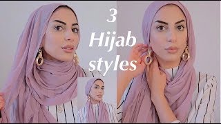 3 Hijab Styles Using Maxi Scarf With Earrings [upl. by Gussman120]