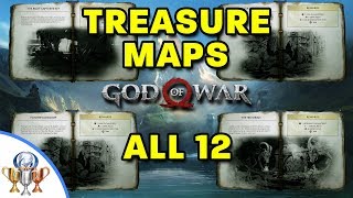 God of War  All 12 Treasure Map Locations and Dig Spots  Treasure Hunter Trophy Guide [upl. by Godden358]