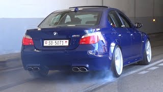 BMW M5 E60 with Eisenmann Race Exhaust  LOUD V10 Sound amp Burnouts [upl. by Aissilem]