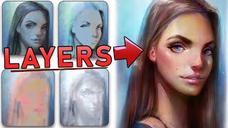 How to render digital art using layers  BRUSHES included  Beginner friendly tutorial [upl. by Virginie]