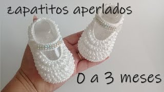 zapatitos aperlados para bebe a crochet 0 a 3 meses [upl. by Einattirb]