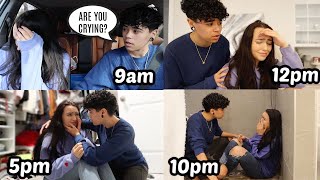 Randomly Crying Throughout The Day Prank On Boyfriend CUTE REACTION [upl. by Acinorav]