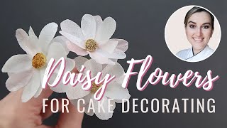 How to make no wire edible Daisy  Wafer Paper Tutorial [upl. by Leroi]