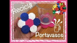 Como hacer portavasos o posavasos de tapones y tapas de refrescos [upl. by Wendie]