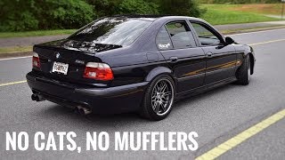 Straight piped BMW E39 M5 exhaust  LOUD [upl. by Neih]