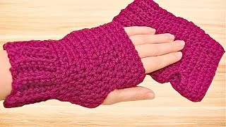 Simple Crochet Fingerless Gloves  DIY Crochet Gloves [upl. by Raffin]