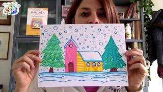 Tutorial per bambini paesaggio invernale a pennarelli [upl. by Gurl161]