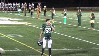 High School Football Player Sam Keith sings Anthem at Game  103014 [upl. by Nehgem]