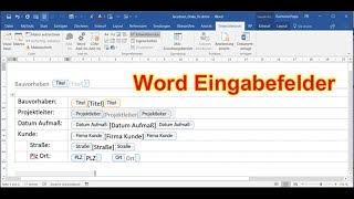 Word Eingabefelder einfügen Textfelder Dokumenteigenschaften Entwurfsmodus [upl. by Beffrey]