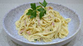 Easy Cheesy Creamy Spaghetti Carbonara NonTraditional [upl. by Enomaj]