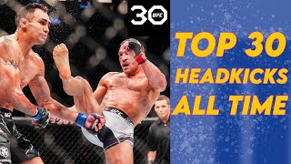 TOP UFC30 Headkick Knockouts Throughout History [upl. by Kcirderfla]