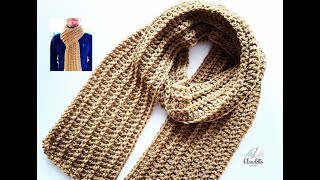 HOW to crochet MENS SCARF  Beginner [upl. by Sudnac822]