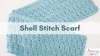 Shell Stitch Scarf Crochet Pattern  Easy Crochet Scarf Tutorial [upl. by Scales]