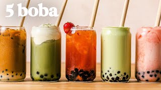 BOBA 5 Ways Favorite BOBA  BUBBLE TEA Recipes You Gotta Try [upl. by Noella24]