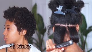 SILK PRESS on 4C twa NATURAL HAIR at home blowoutflat iron J Mayo [upl. by Nnayram100]