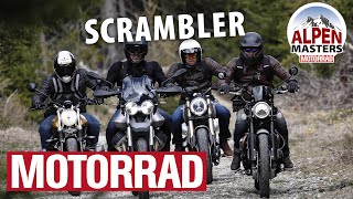 BMW R nineT Scrambler vs Ducati Scrambler 1100 vs Moto Guzzi V85 TT vs Triumph Scrambler 1200 [upl. by Niwde]