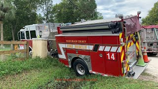 Fire Truck Crashes At House Fire [upl. by Idona16]