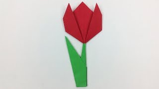 Easy Origami Paper Tulip 🌷 Flower Tutorial  How to Make Origami Paper Flowers 🌷  Easy Crafts DIY [upl. by Elkin362]