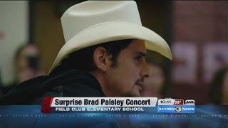 Country singer Brad Paisley makes surprise visit to Field Club Elementary School [upl. by Lleruj]