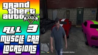 GTA V  All 3 Muscle Car Locations Bravado Gauntlets [upl. by Aissac326]