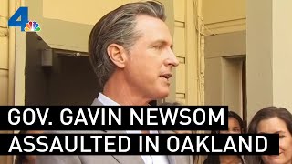 Governor Newsom Assault Arrest in Oakland  NBCLA [upl. by Allecsirp]