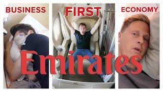 EMIRATES FLIGHT COMPARISON First Class vs Business vs Economy [upl. by Genia508]