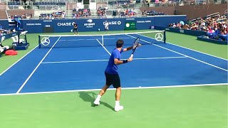 Roger Federer Slow Motion Forehand amp Backhand Court Level View  ATP Tennis Federer Training [upl. by Elfreda509]