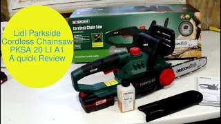 Lidl Parkside Cordless Chainsaw PKSA 20LI A1 Review [upl. by Elkcim915]