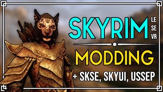 How to Install Skyrim LE SE VR Mods  SKSE SkyUI USSEP  MO 2 Modding Basics [upl. by Leitman]